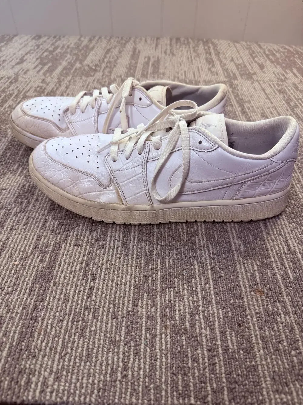 Nike Air Jordan 1 Low Golf Shoes Mens Size 12 White Croc Embossed DD9315-110